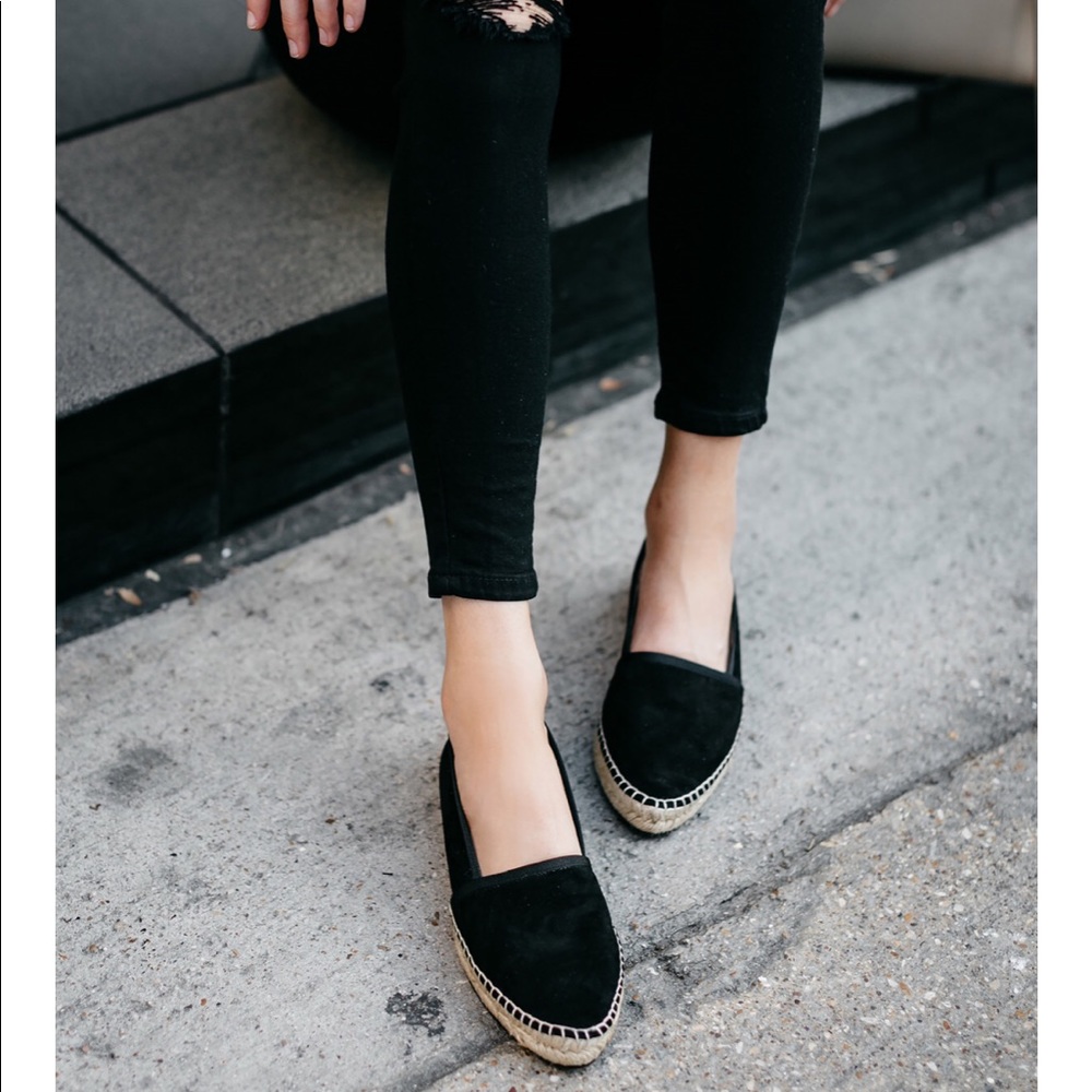 Stuart Weitzman Evon Black Espadrille Flat